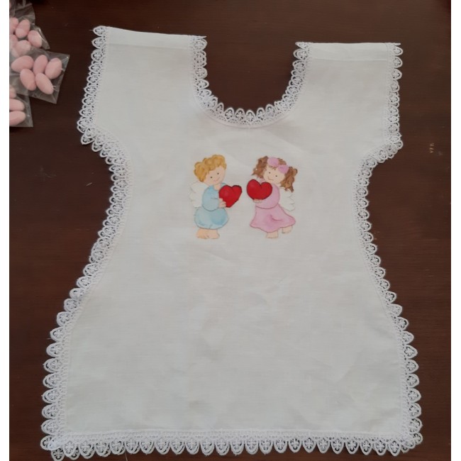 Veste battesimo in lino con angeli dipinta